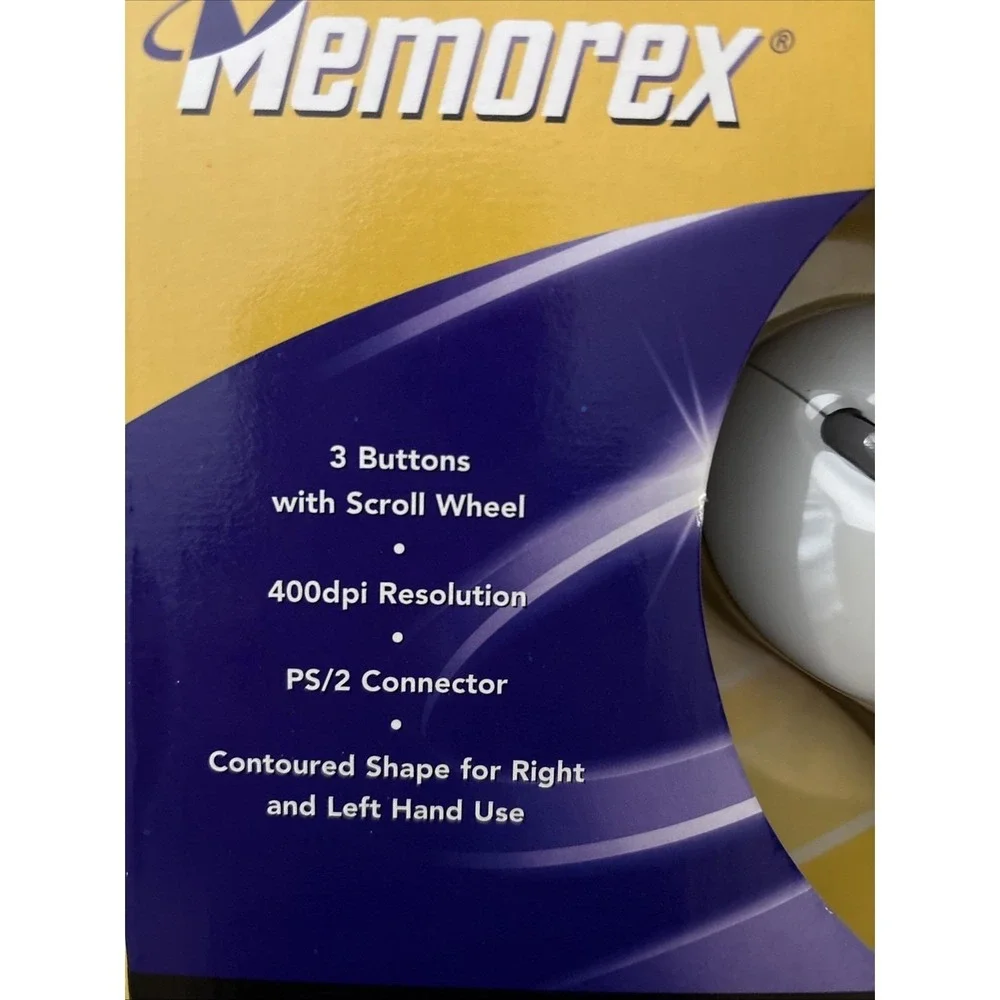 Vintage 2002 Memorex PS/2 ScrollPro Wired Computer Mouse Part # 3202 2382 New